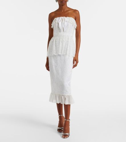 Vestido bustier de encaje y georgette de seda - Alessandra Rich - Modalova