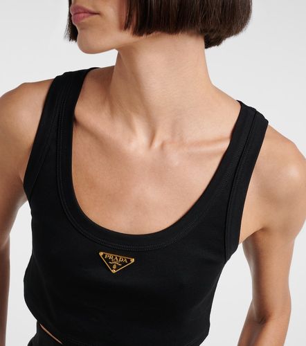 Top cropped in cotone con logo - Prada - Modalova