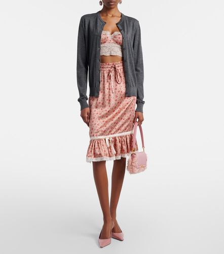 Gonna midi in seta e cotone con stampa floreale - Dolce&Gabbana - Modalova