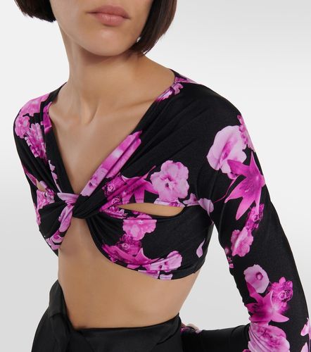 Floral cropped twisted jersey top - Coperni - Modalova