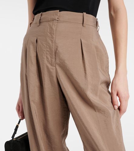 Pleated silk-blend twill straight pants - Joseph - Modalova