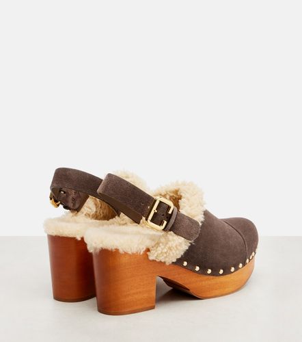 Chloé Mules Jeannette in suede con shearling - Chloe - Modalova