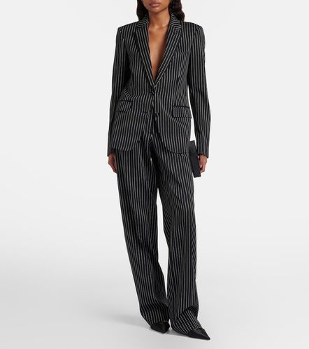 Pantalones rectos de lana y algodón a rayas - Tom Ford - Modalova