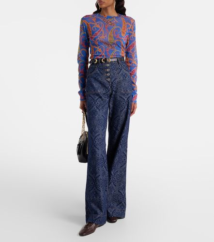 Top in tulle semitrasparente con velluto - Etro - Modalova