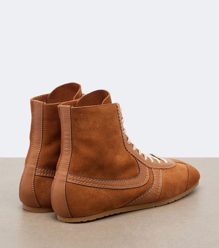 Leather-trimmed suede high-top sneakers - Dries Van Noten - Modalova