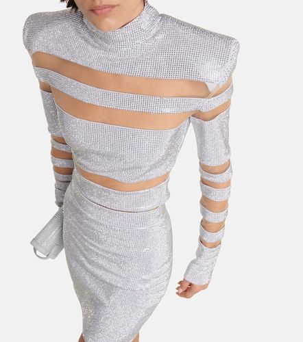 Balmain Top cropped con mesh - Balmain - Modalova