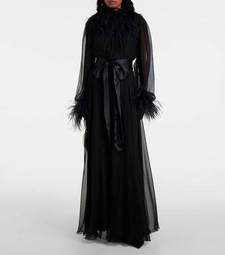 Feather-trimmed silk chiffon gown - Dolce&Gabbana - Modalova