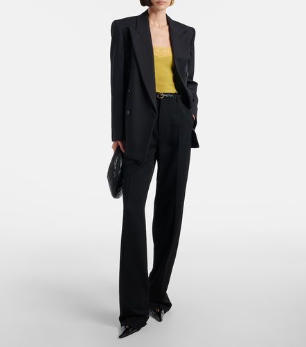 Top lencero acanalado con encaje de seda - Saint Laurent - Modalova