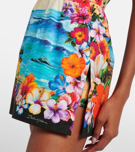 Abito corto in cotone con stampa - Dolce&Gabbana - Modalova