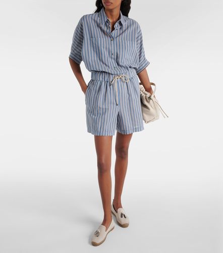 Shorts in cotone e seta a righe - Brunello Cucinelli - Modalova