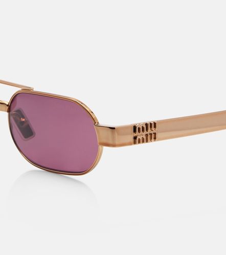 Miu Miu Logo oval sunglasses - Miu Miu - Modalova