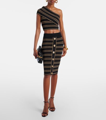 Top cropped monospalla a righe - Balmain - Modalova