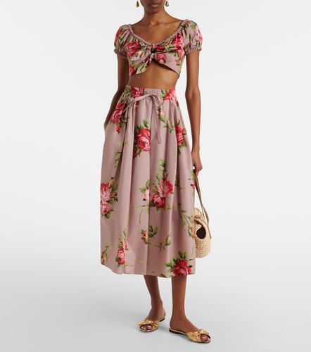 Falda midi de algodón floral plisada - Dolce&Gabbana - Modalova