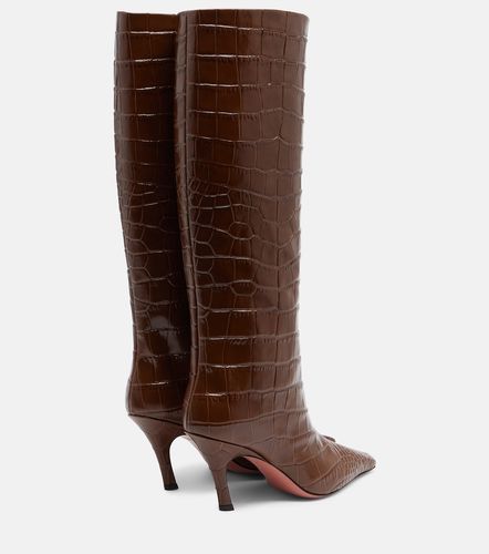Mona croc-effect leather knee-high boots - Amina Muaddi - Modalova