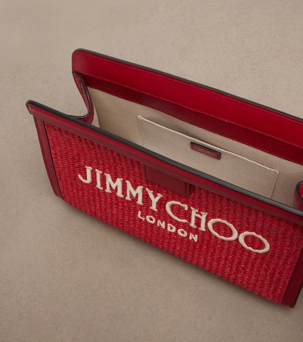 Avenue Small leather-trimmed raffia pouch - Jimmy Choo - Modalova
