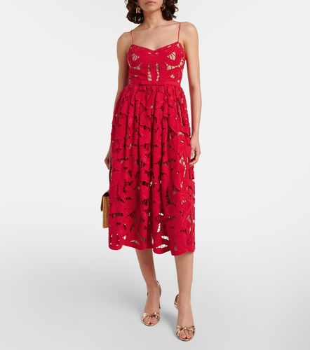 Vestido midi de encaje de lino y algodón - Self-Portrait - Modalova