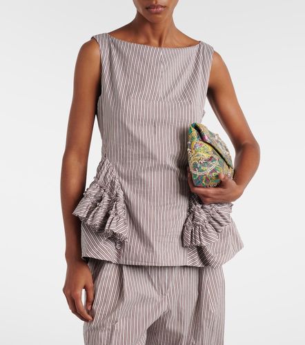 Striped ruffled cotton and silk top - Dries Van Noten - Modalova