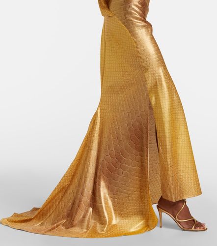 Abito lungo in seta con stampa serpente - Roberto Cavalli - Modalova