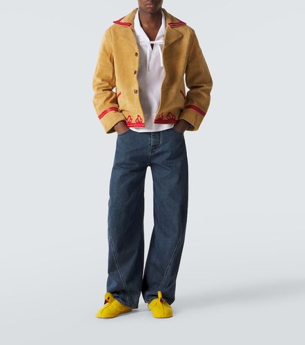 Trefoil leather-trimmed suede jacket - Bode - Modalova