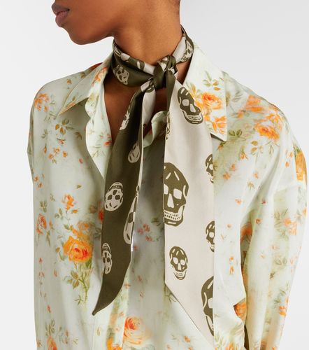 Sciarpa Skull in twill di seta - McQueen - Modalova