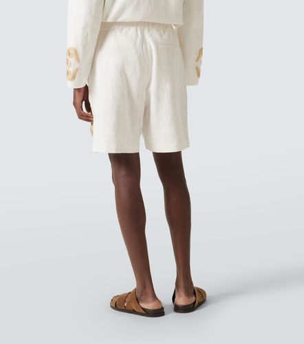 Embroidered linen and cotton shorts - Commas - Modalova