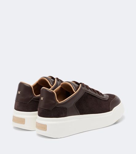 Leather-trimmed suede platform sneakers - Max Mara - Modalova