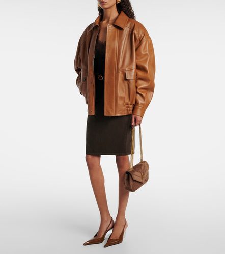 Oversized leather bomber jacket - Saint Laurent - Modalova