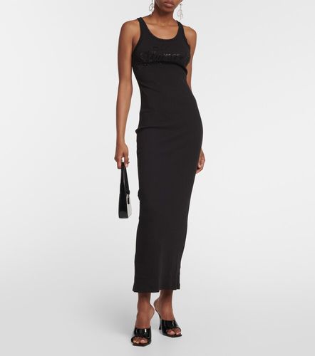 Abito lungo in misto cotone con logo - Blumarine - Modalova