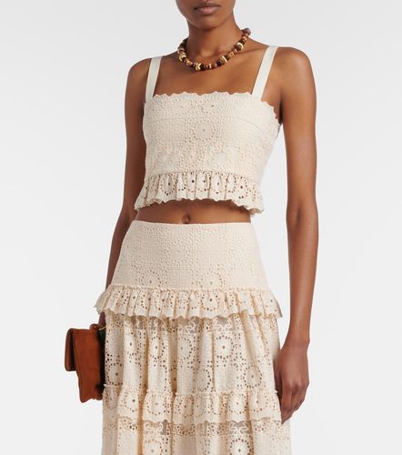 Top cropped in cotone e seta con pizzo - Elie Saab - Modalova