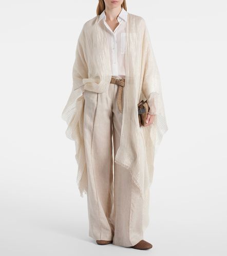 Fringed linen-blend cape - Brunello Cucinelli - Modalova