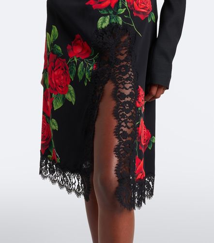 Gonna midi in misto seta e cotone - Dolce&Gabbana - Modalova