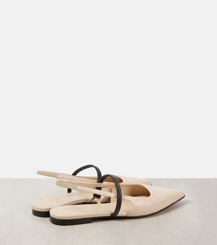 Pointy leather slingback pumps - Brunello Cucinelli - Modalova
