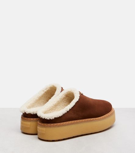 Evolve shearling-trimmed suede platform mules - Prada - Modalova
