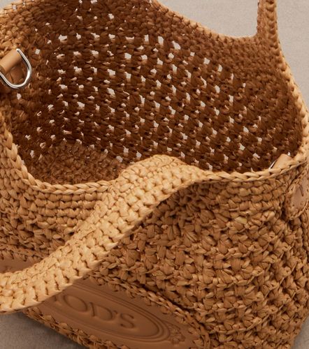 Logo leather-trimmed raffia top-handle bag - Tod's - Modalova