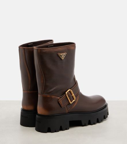Prada Logo leather biker boots - Prada - Modalova