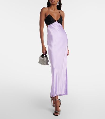 Abito lungo in satin di seta con pizzo - The Sei - Modalova