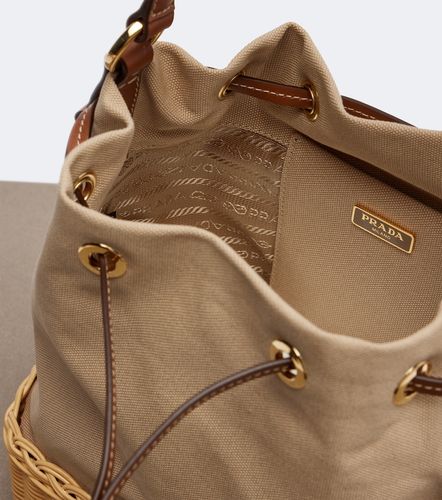 Borsa a secchiello in Canvas e vimini - Prada - Modalova