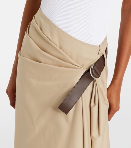 Gonna midi in cotone e seta con pelle - Loewe - Modalova