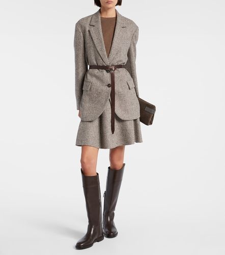 Belted herringbone wool-blend blazer - Brunello Cucinelli - Modalova