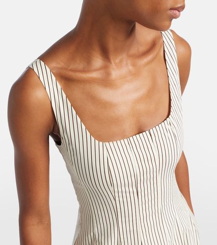 Vestido midi de algodón plisado a rayas - Staud - Modalova