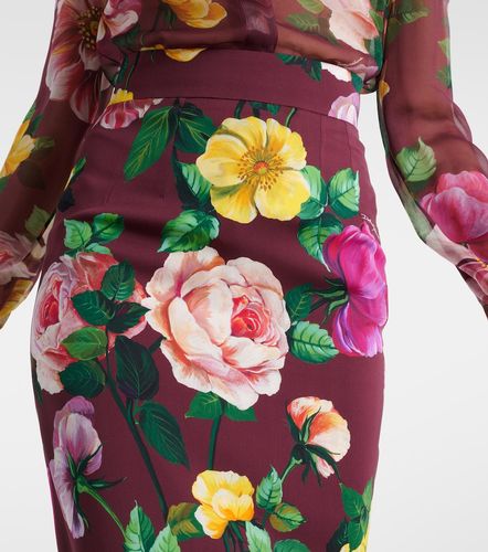 Floral silk-blend charmeuse midi skirt - Dolce&Gabbana - Modalova