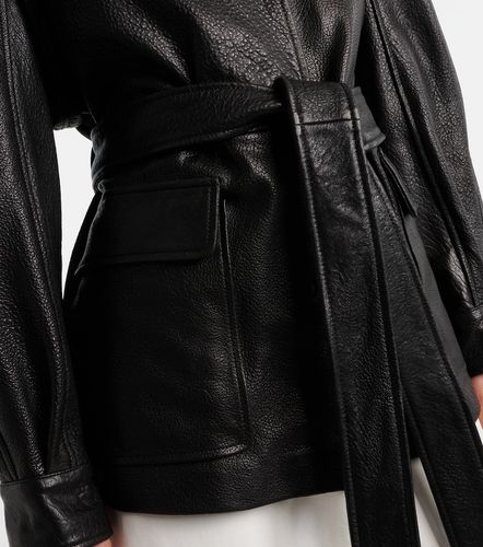 Perrin belted leather jacket - Nour Hammour - Modalova