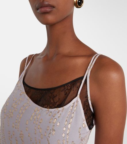 Printed ruffled asymmetric silk-blend top - Jacques Wei - Modalova