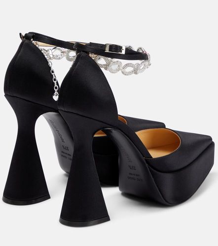 Bow Chain embellished satin platform pumps - Mach & Mach - Modalova