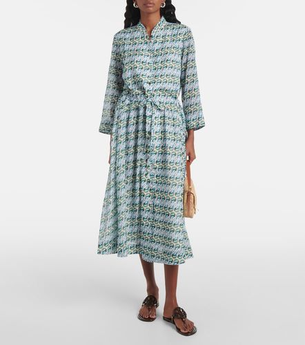 Vestido midi de algodón y seda estampado - Tory Burch - Modalova