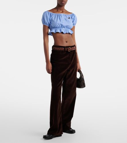 Checked cotton poplin crop top - Miu Miu - Modalova