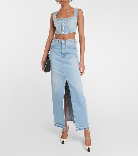 Top cropped di jeans - Alessandra Rich - Modalova