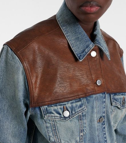 Prada Leather-trimmed denim jacket - Prada - Modalova