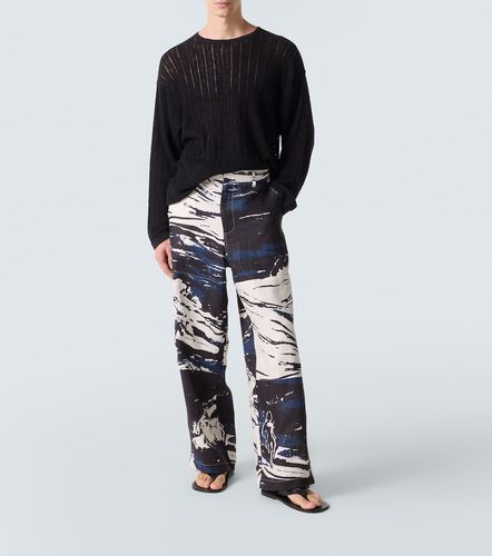 Pantaloni regular in lino con stampa - Commas - Modalova