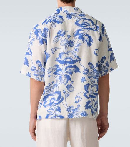 Camicia bowling in lino con stampa floreale - Commas - Modalova